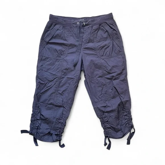 Calvin Klein Performance Cargo Capri Navy Drawstring Tapered Leg Pants Size M - Picture 1 of 6